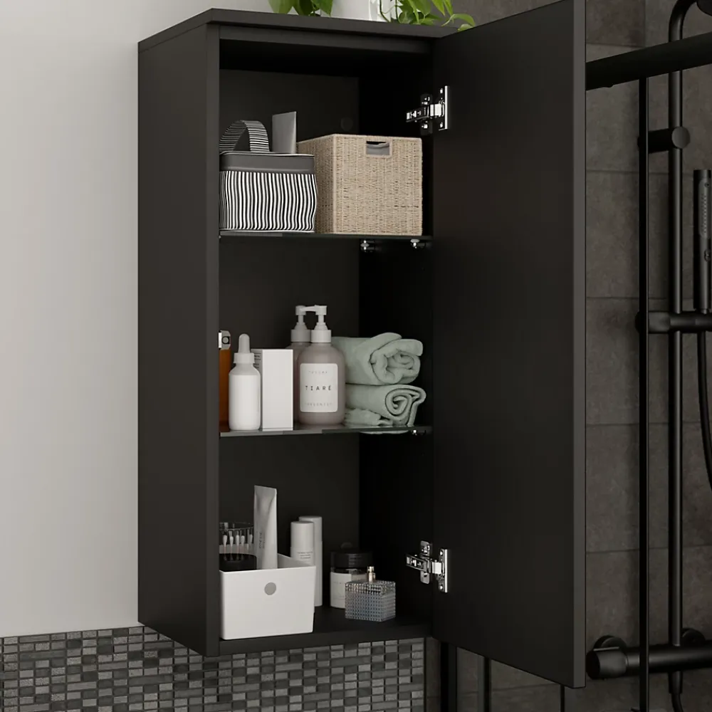 Colonne De Salle De Bains|GoodHome Colonne de salle de bains l.35 x H.80 x P.30 cm noir mat Kentia