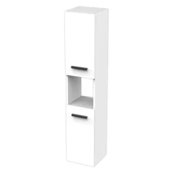 Futurbath Colonne de salle de bains suspendue blanche l.30 x H.150 x P.30 cm, 2 portes amorties et 1 niche, Pedro