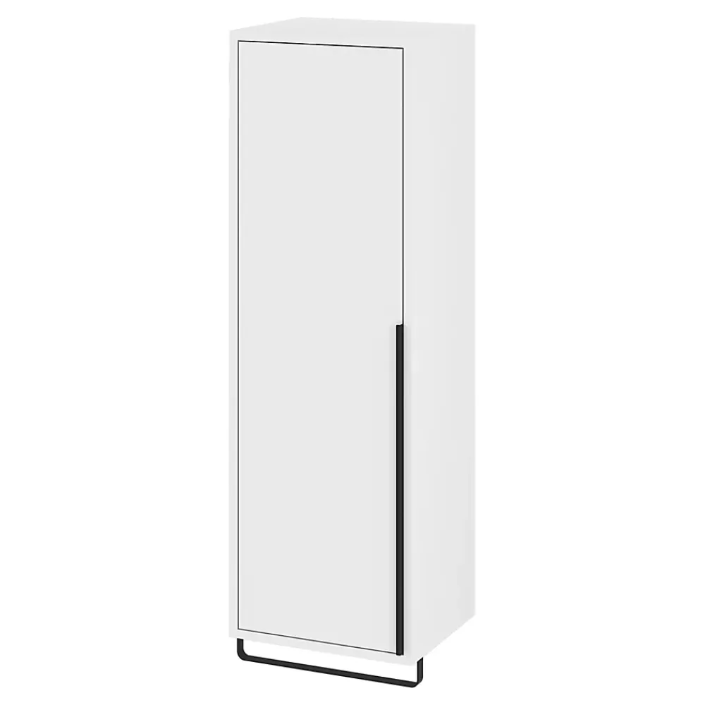 Colonne De Salle De Bains|Meuble De Salle De Bains Faible Profondeur|GoodHome Colonne de salle de bains suspendue avec porte-serviettes blanc mat l.36 x H.115 x P.30 cm, Maza