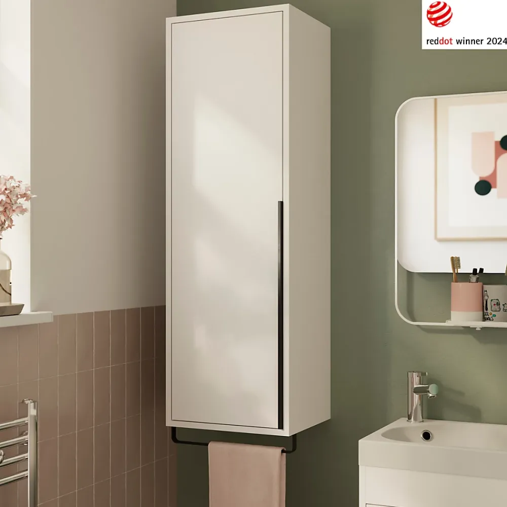 Colonne De Salle De Bains|Meuble De Salle De Bains Faible Profondeur|GoodHome Colonne de salle de bains suspendue avec porte-serviettes blanc mat l.36 x H.115 x P.30 cm, Maza