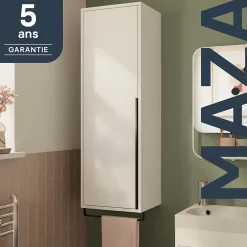 Colonne De Salle De Bains|Meuble De Salle De Bains Faible Profondeur|GoodHome Colonne de salle de bains suspendue avec porte-serviettes blanc mat l.36 x H.115 x P.30 cm, Maza
