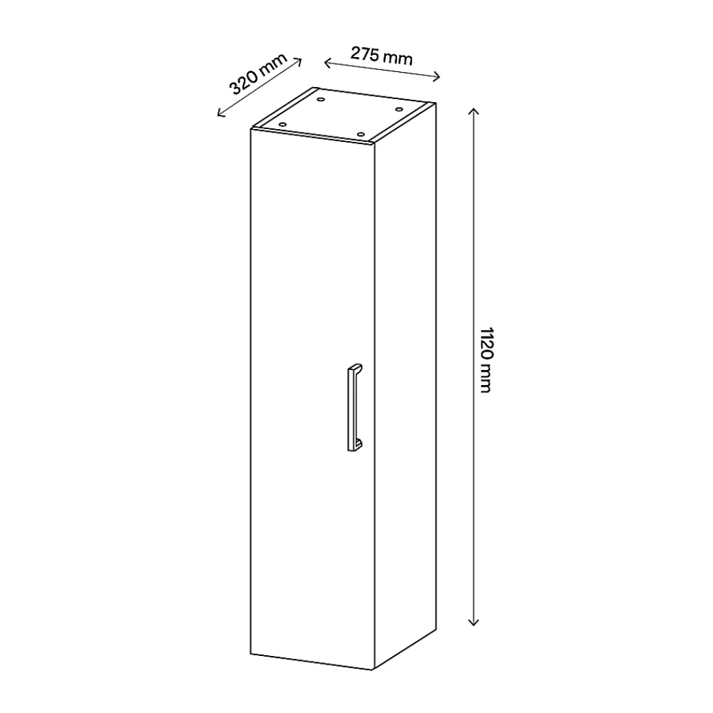 Colonne de salle de bains suspendue blanc l.27,5 x H.112 x P.32 cm, Opah