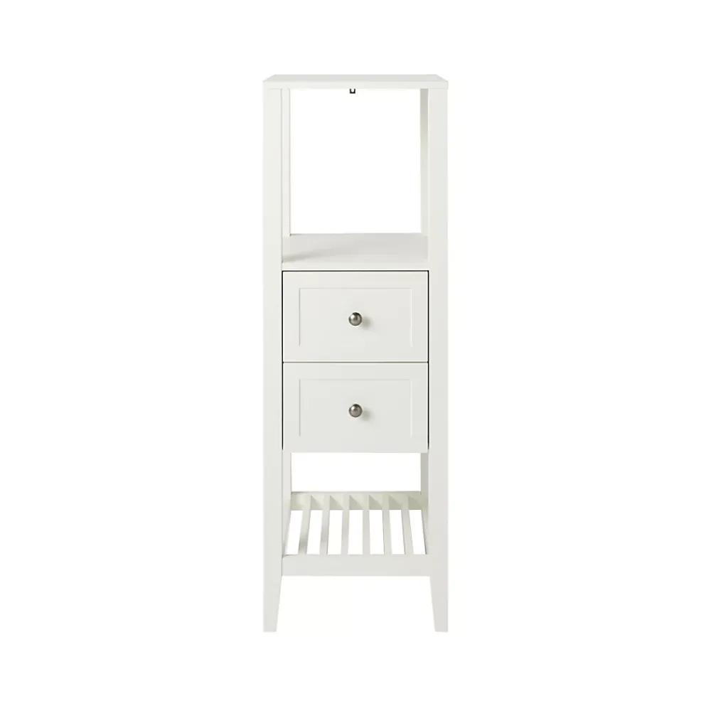 Colonne De Salle De Bains|GoodHome Colonne de salle de bains à poser 2 tiroirs et 2 niches blanc mat L.40 x H.120 x P.36 cm, Perma