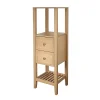 Colonne De Salle De Bains|GoodHome Colonne de salle de bains à poser 2 tiroirs et 2 niches placage chêne l.40,2 x H.120,6 x P.36,2 cm, Perma