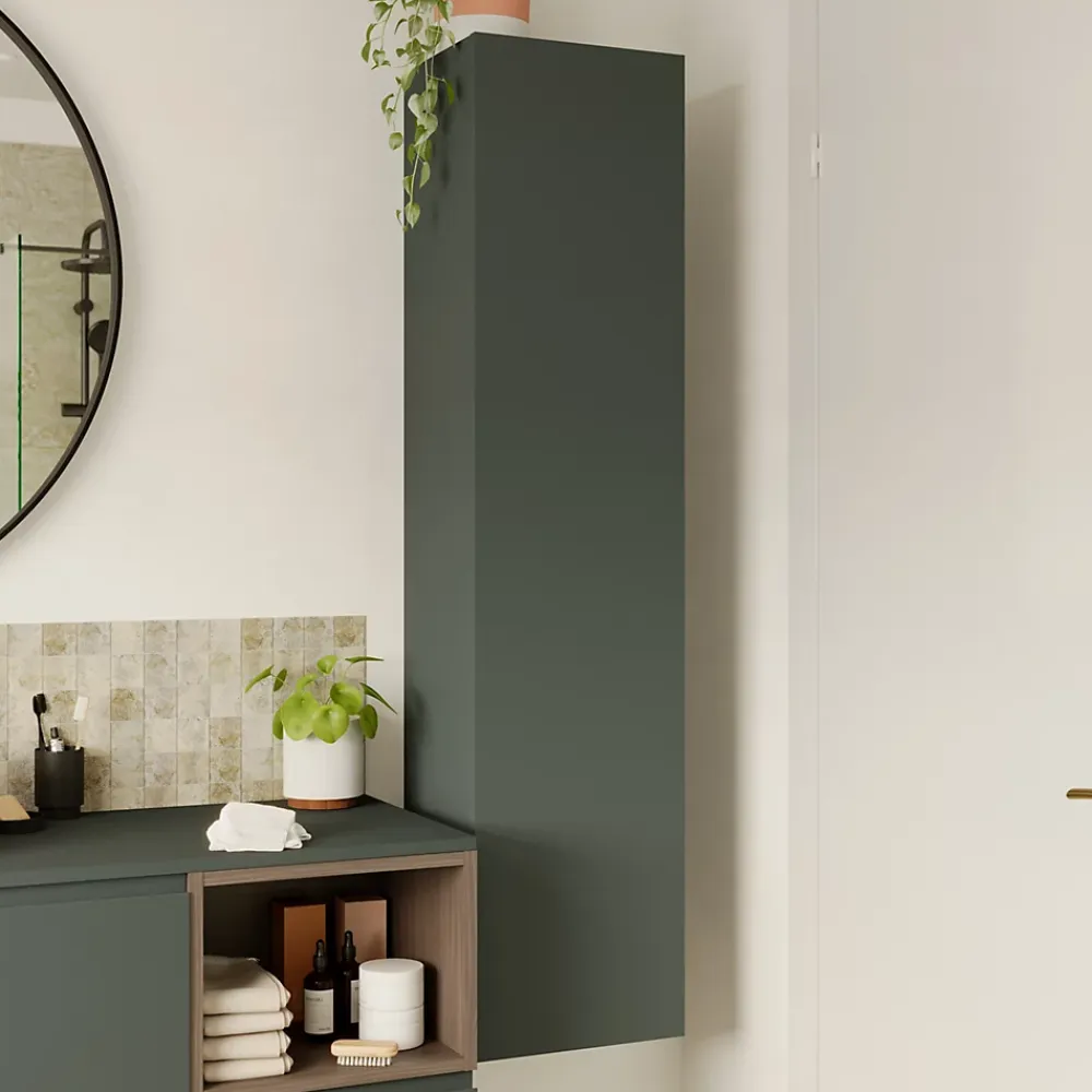 Colonne De Salle De Bains|GoodHome Colonne de salle de bains l.35 x H.150 x P.30 cm noir mat Kentia