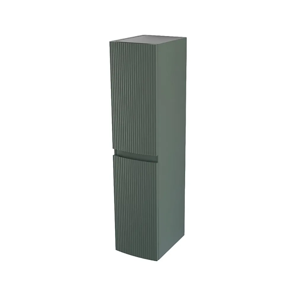 Colonne de salle de bains vert mat strié l.30 x H.130 x P.40 cm, Vague