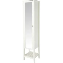 GoodHome Colonne de salle de bains à poser avec miroir blanc mat l.40,2 x H.185 x P.36,1 cm, Perma