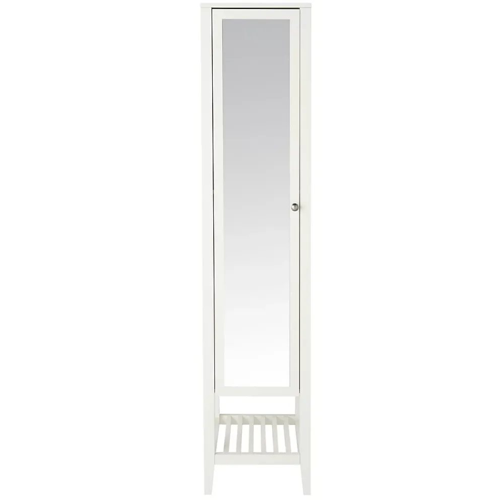 GoodHome Colonne de salle de bains à poser avec miroir blanc mat l.40,2 x H.185 x P.36,1 cm, Perma