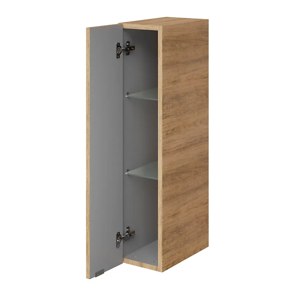 GoodHome Colonne de salle de bains suspendue faible largeur effet chêne l.20 x H.90 x P.36 cm, Imandra