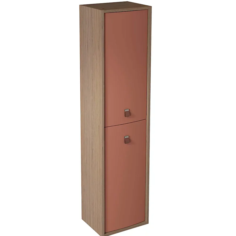 Decotec Colonne de salle de bains suspendue terracotta mat l.39 x H.160 x P.31 cm, 2 portes ouverture à droite, Havana