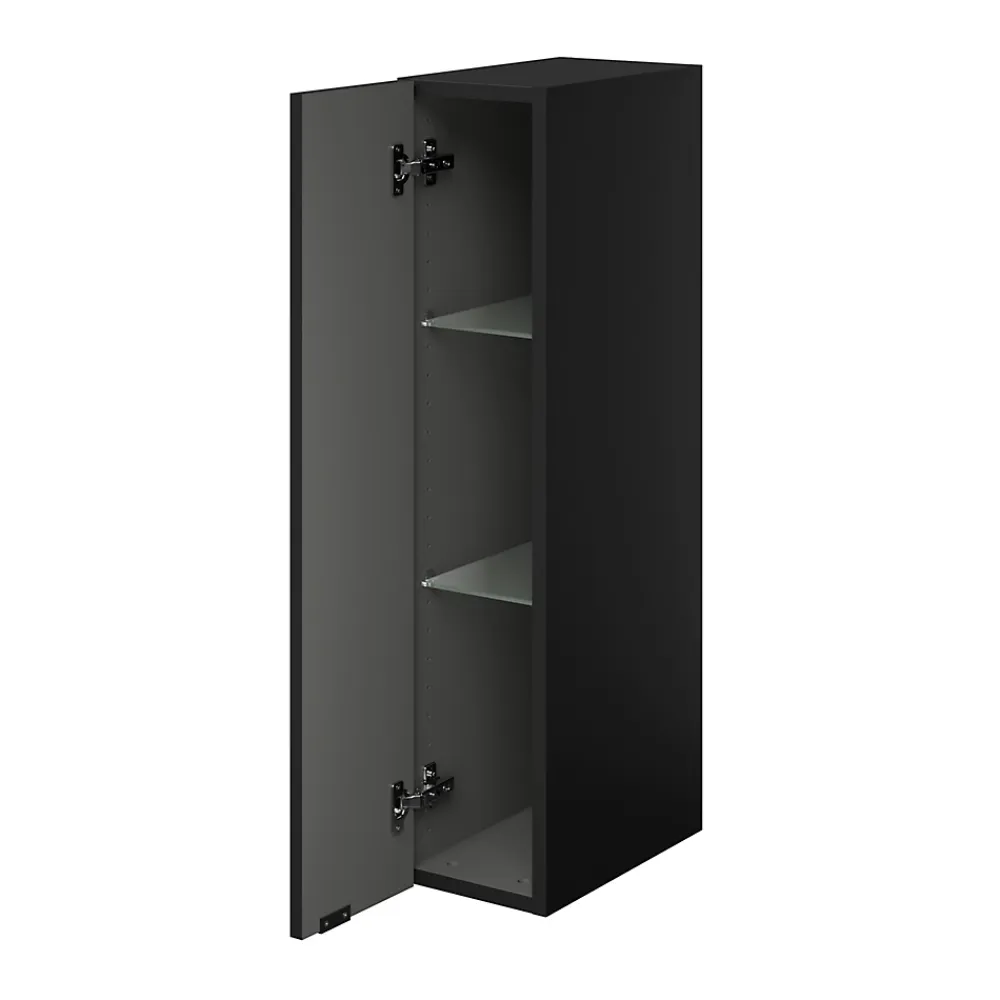 GoodHome Colonne de salle de bains suspendue faible largeur noir mat l.20 x H.90 x P.36 cm, Imandra