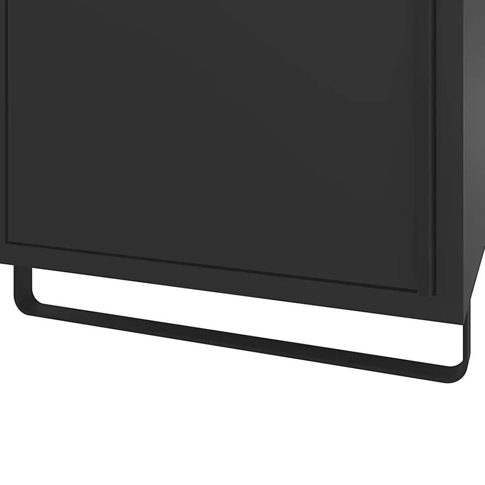 Colonne De Salle De Bains|Meuble De Salle De Bains Faible Profondeur|GoodHome Colonne de salle de bains suspendue avec porte-serviettes noir mat l.36 x H.115 x P.30 cm, Maza