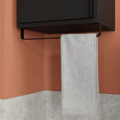 Colonne De Salle De Bains|Meuble De Salle De Bains Faible Profondeur|GoodHome Colonne de salle de bains suspendue avec porte-serviettes noir mat l.36 x H.115 x P.30 cm, Maza