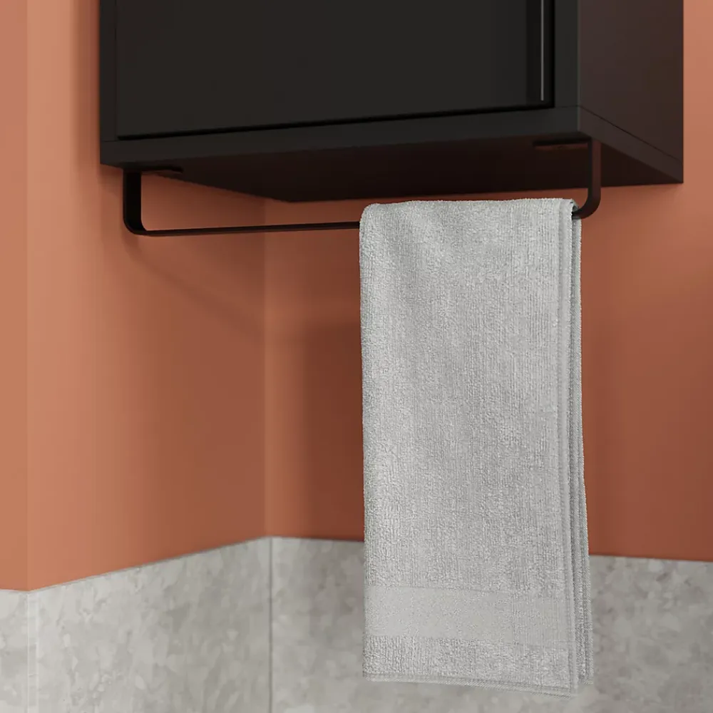 Colonne De Salle De Bains|Meuble De Salle De Bains Faible Profondeur|GoodHome Colonne de salle de bains suspendue avec porte-serviettes noir mat l.36 x H.115 x P.30 cm, Maza