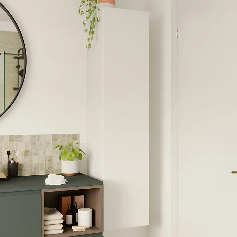 Colonne De Salle De Bains|GoodHome Colonne de salle de bains l.35 x H.150 x P.30 cm blanc mat Kentia
