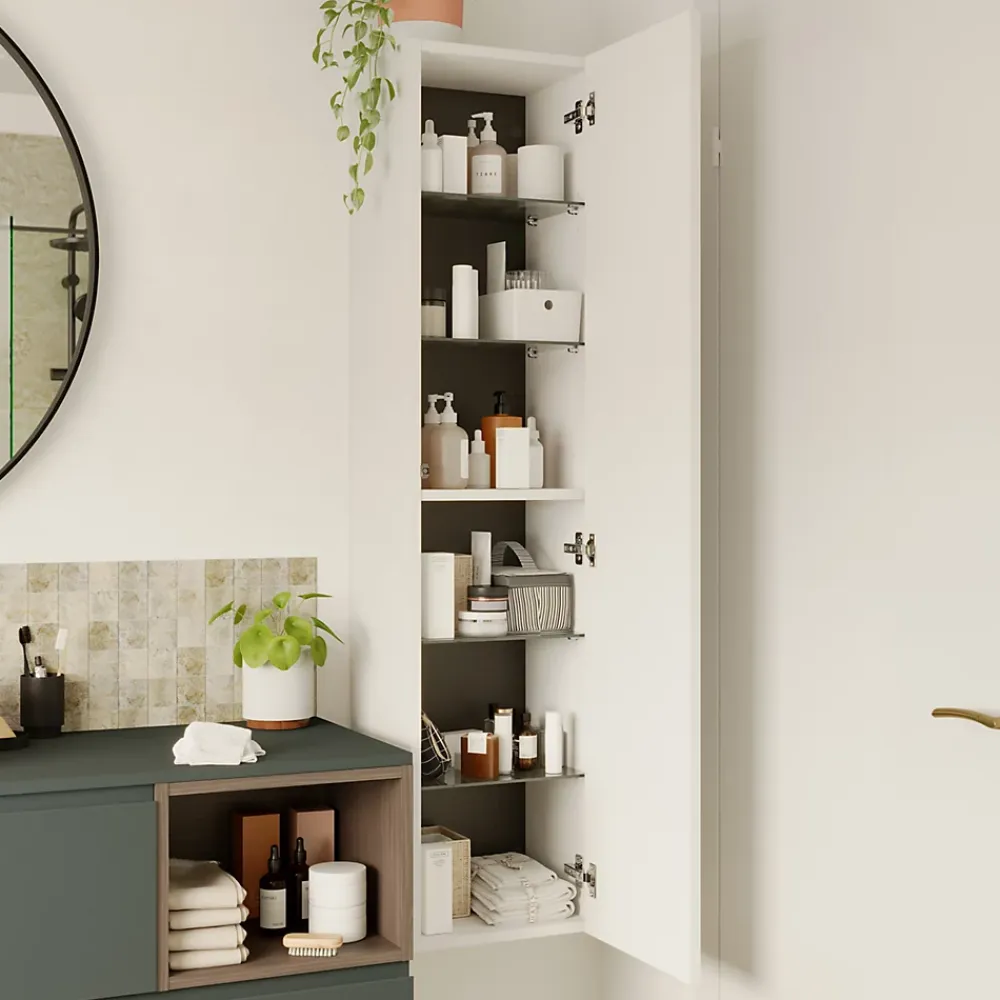 Colonne De Salle De Bains|GoodHome Colonne de salle de bains l.35 x H.150 x P.30 cm blanc mat Kentia