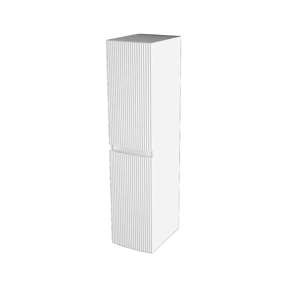 Colonne de salle de bains blanc mat strié l.30 x H.130 x P.40 cm, Vague