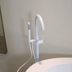 Essebagno Colonne de sol mécanique blanc mat pour baignoire ilot Charme II