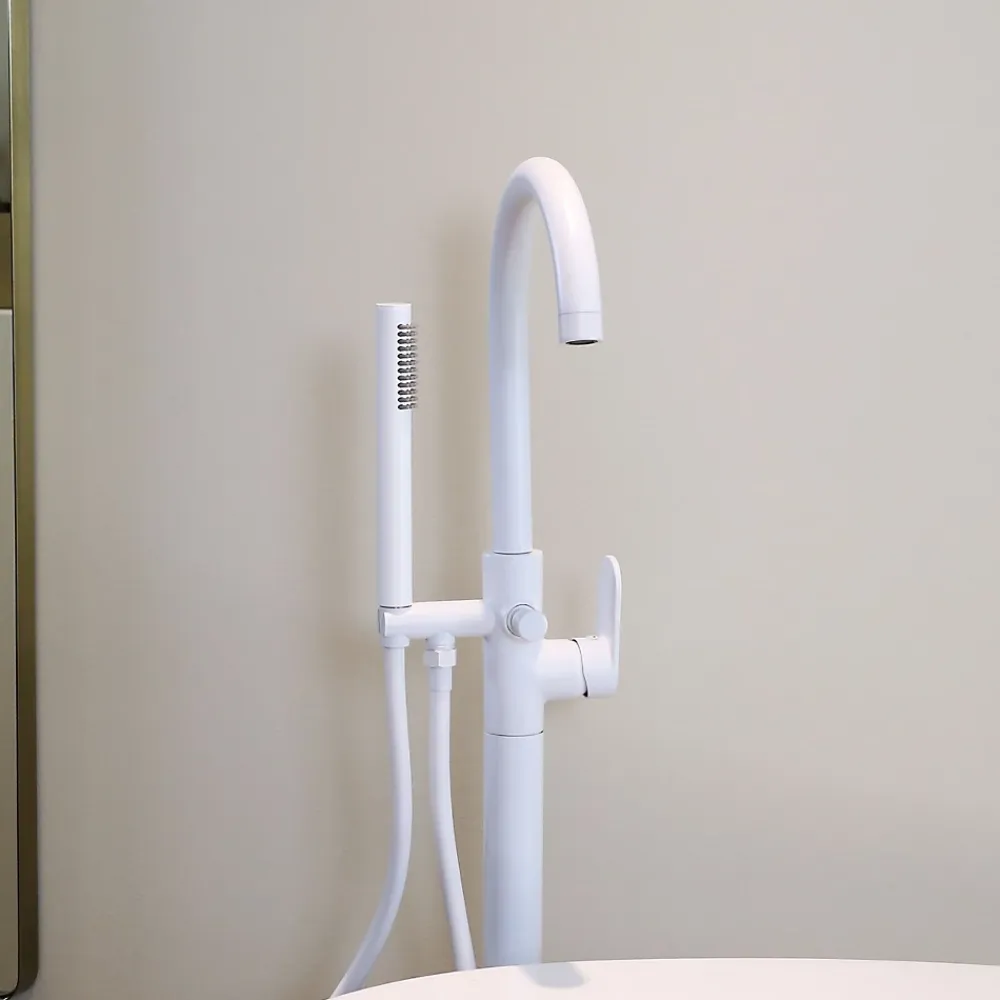 Essebagno Colonne de sol mécanique blanc mat pour baignoire ilot Charme II