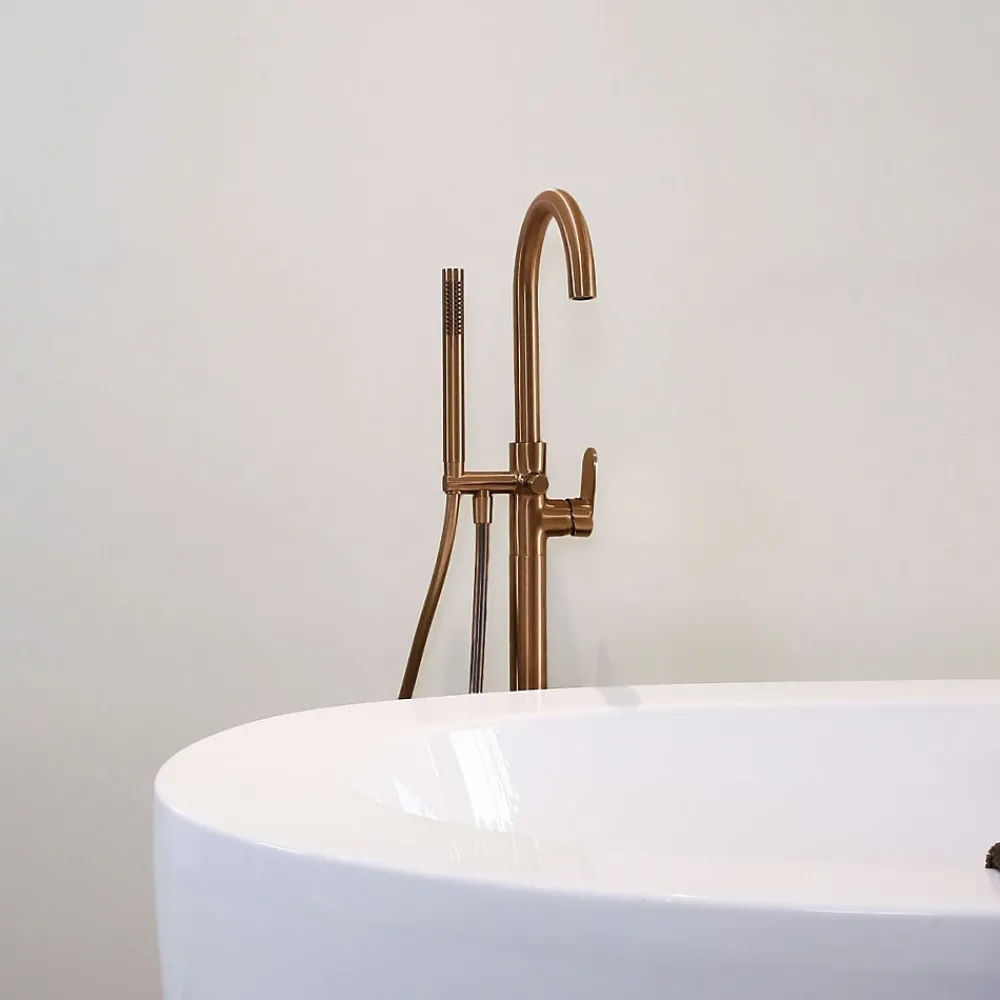 Robinet De Baignoire|Essebagno Colonne de sol mécanique cuivre brossé pour baignoire ilot Charme II
