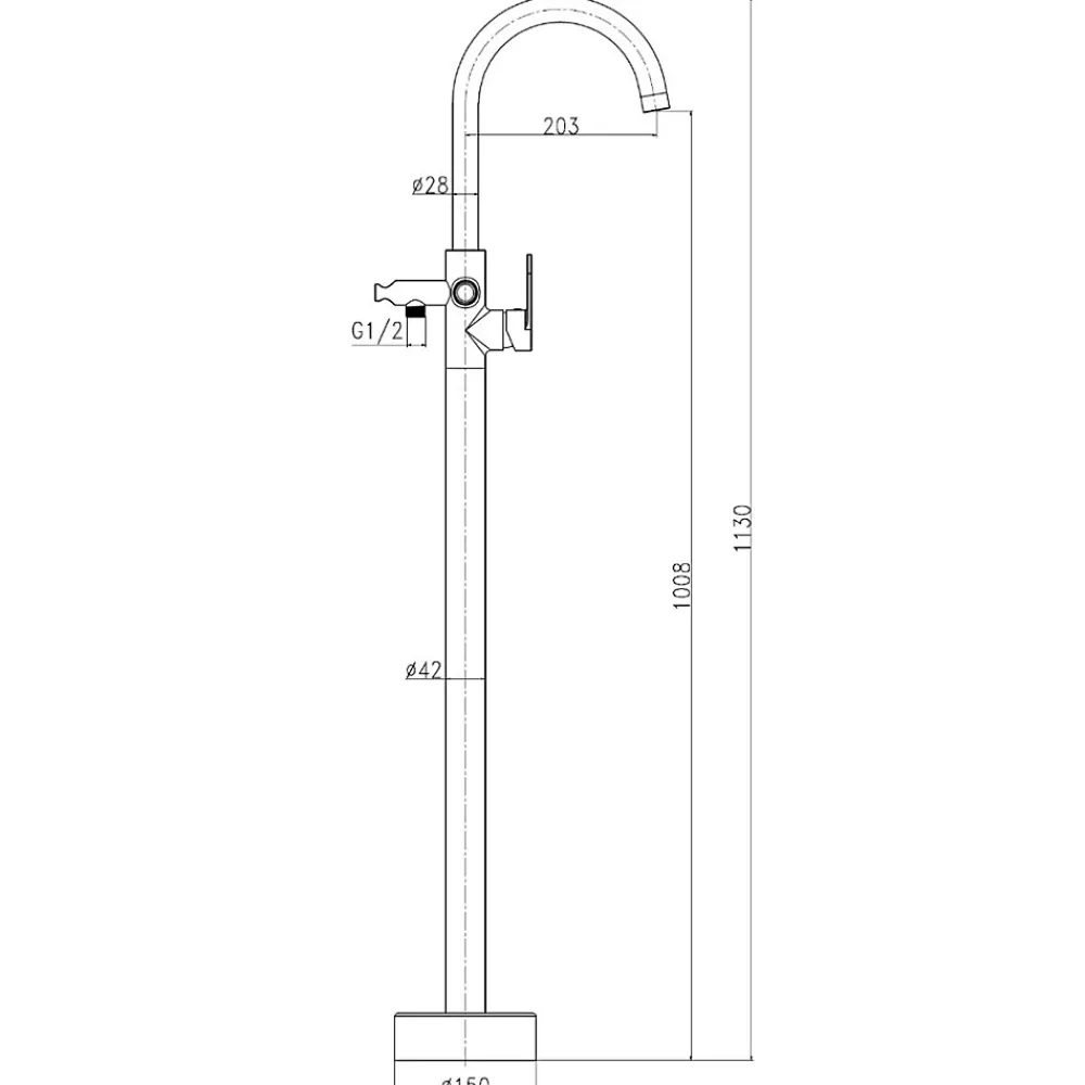 Robinet De Baignoire|Essebagno Colonne de sol mécanique cuivre brossé pour baignoire ilot Charme II