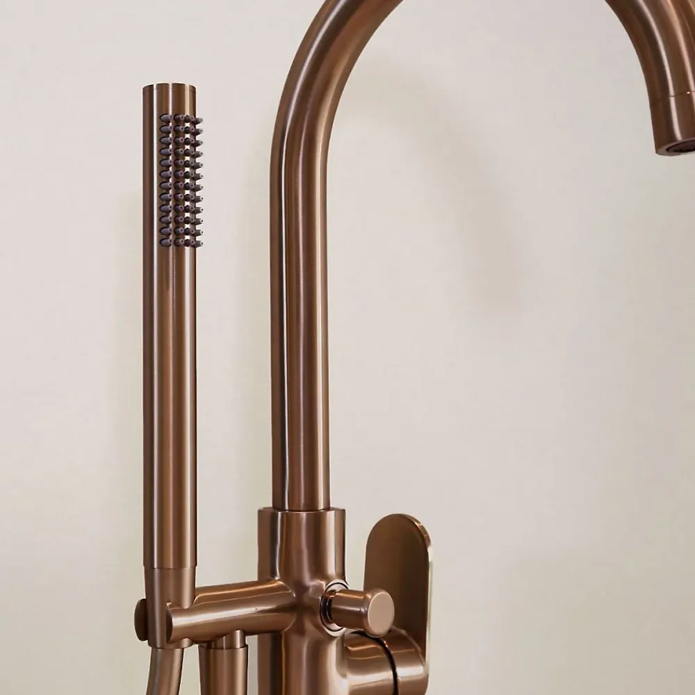 Robinet De Baignoire|Essebagno Colonne de sol mécanique cuivre brossé pour baignoire ilot Charme II