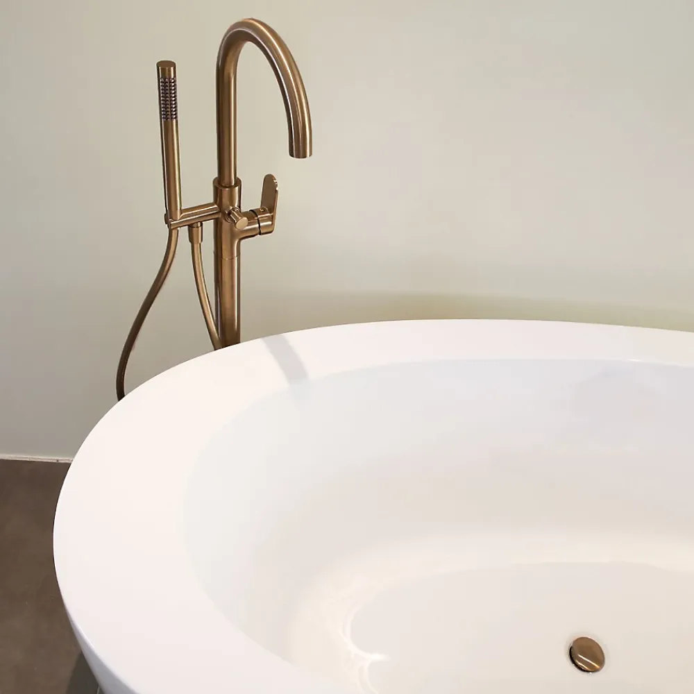Robinet De Baignoire|Essebagno Colonne de sol mécanique cuivre brossé pour baignoire ilot Charme II