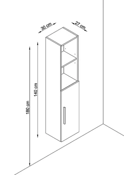 Colonne meuble de salle de bains Lisa l.30 x H.140 x P.27 cm, blanc mat