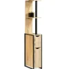 Nature Pro Colonne Meuble Wc Salle de Bain 2 Portes en Bois Design Industriel Marron 3 Etagères Toilettes