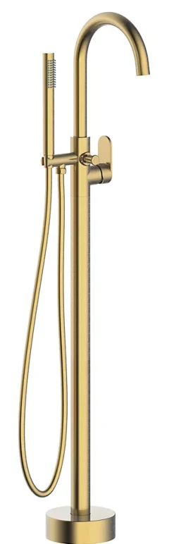 Essebagno Colonne mitigeur mécanique de baignoire îlot + flexible + douchette, H.113 cm, doré,