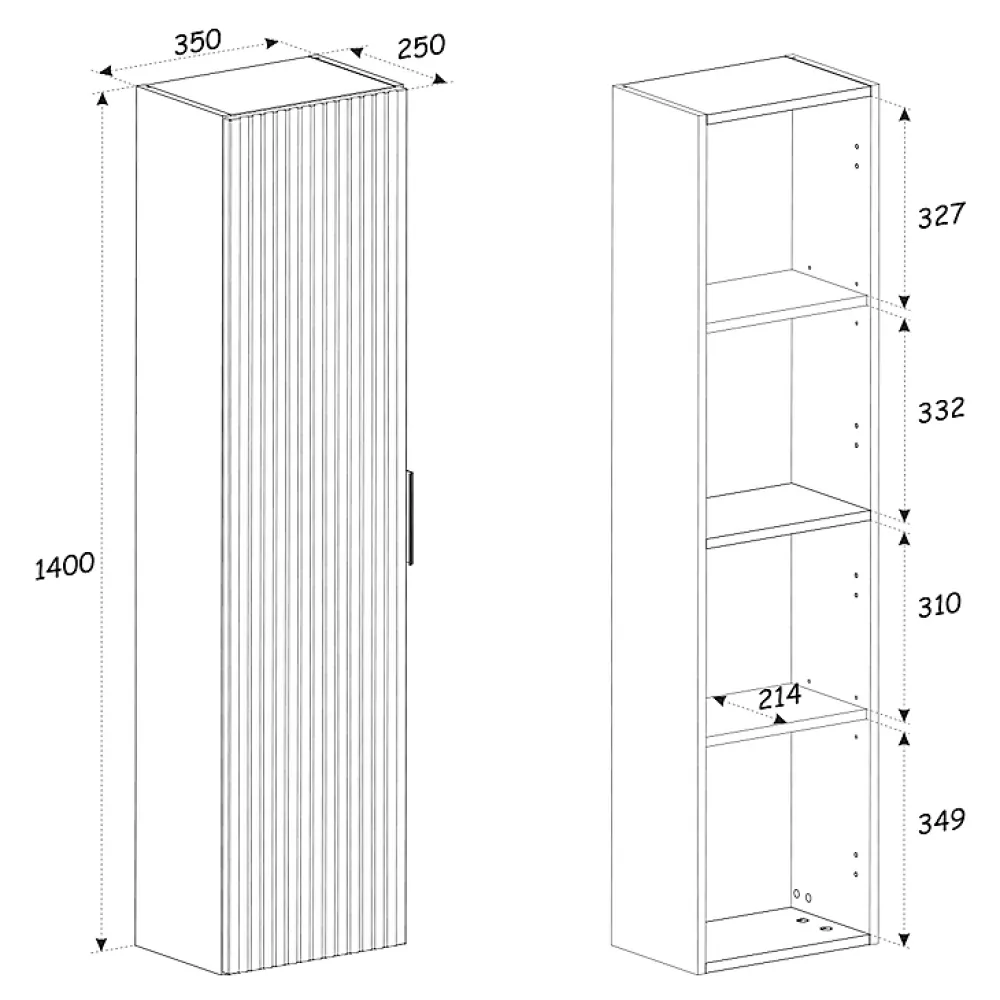 Petits-Meubles Colonne murale salle de bain 1 porte Adriel Bois