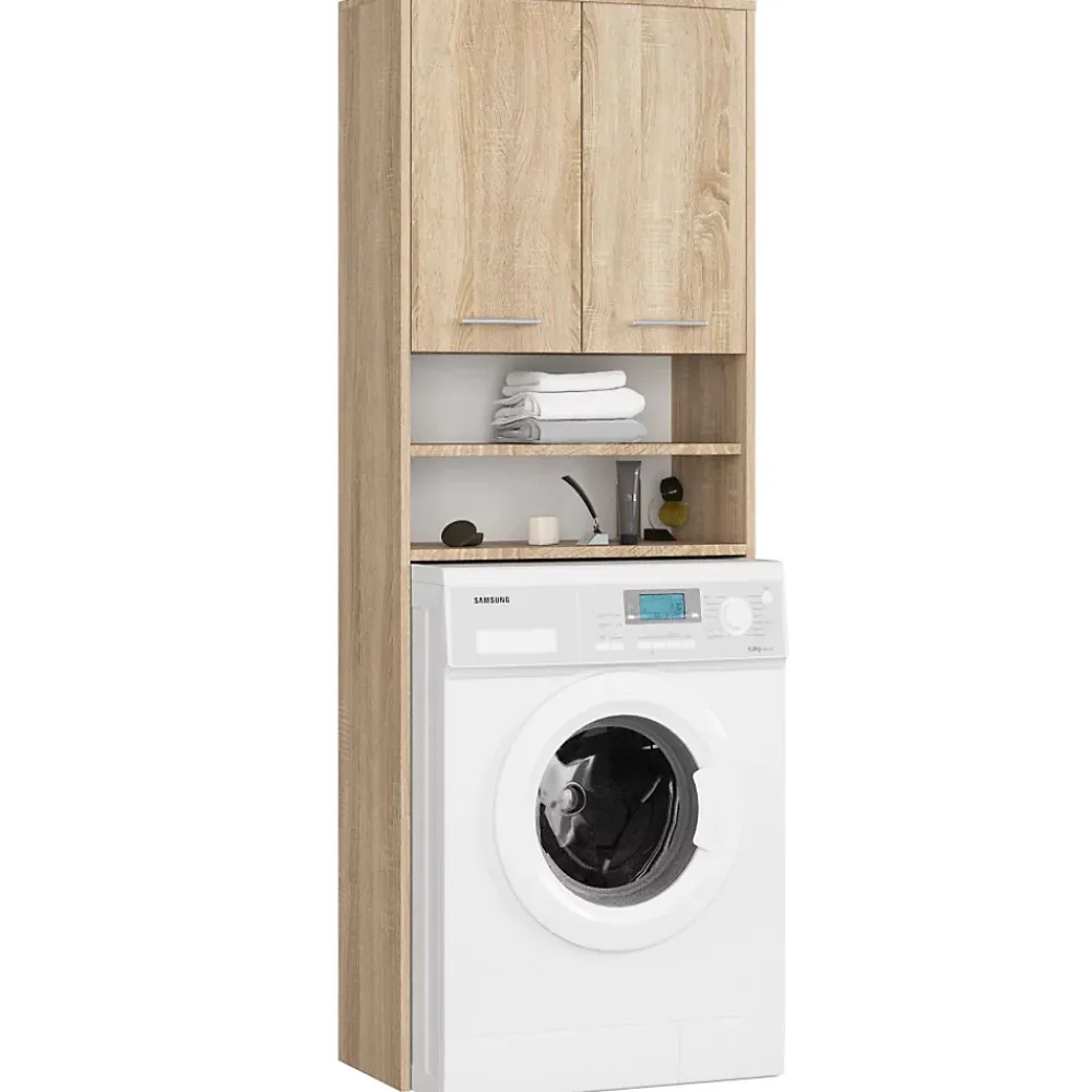 Armoire De Salle De Bains|3xE Living Colonne salle de bain, 2 armoires, 140 x 30 x 30 cm, chêne sonoma