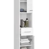 Armoire De Salle De Bains|3xE Living Colonne salle de bain, 2 armoires / 1 tiroir, 140 x 30 x 30 cm, blanc mat