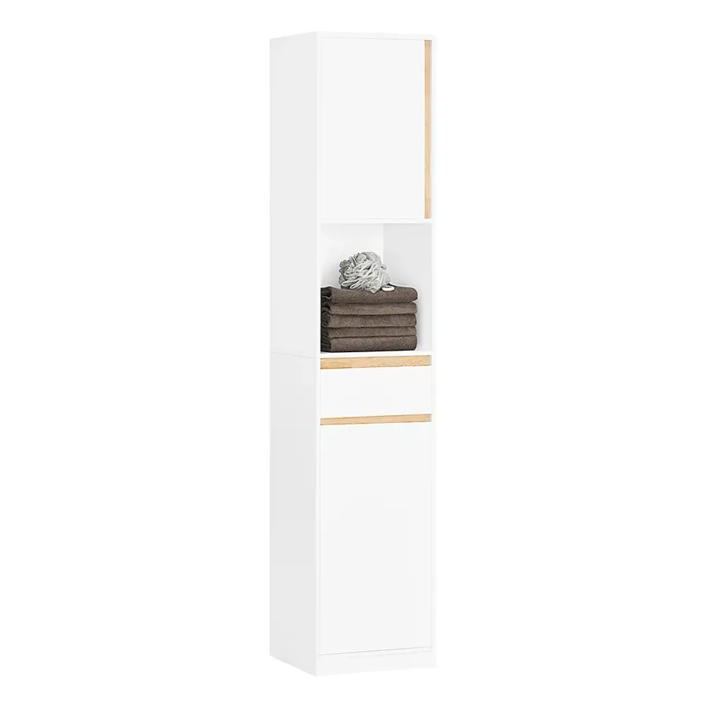 Colonne De Salle De Bains|Sobuy Colonne Salle de Bain 2 Portes, Tiroir, Compartiment et étagères Réglables, BZR80-W,