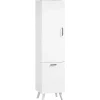 Homcom Colonne salle de bain - porte, 2 étagères, panier à linge - dim. 35 x 31,5 x 144 cm - blanc