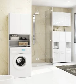 3xE Living Colonne salle de bain, 140 x 30 x 30 cm, blanc mat, blanc brillant