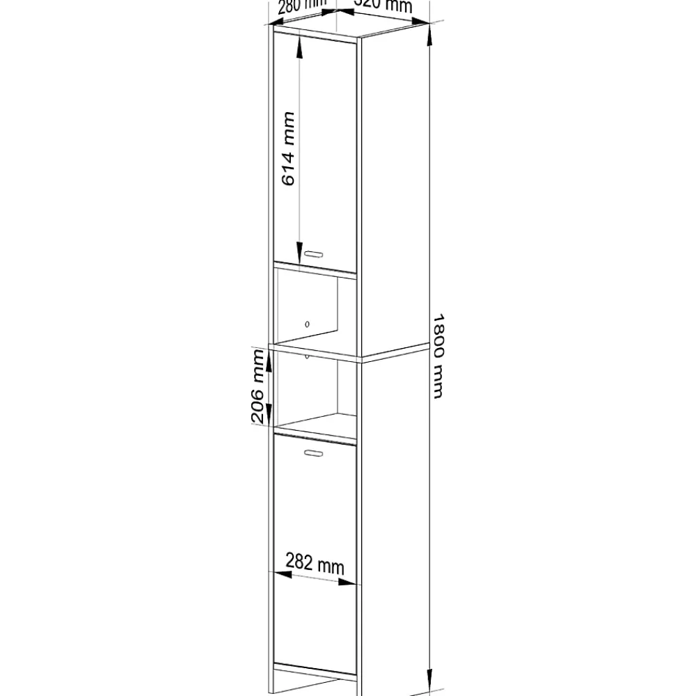 Colonne De Salle De Bains|Akord Furniture Factory Colonne salle de bain AKORD BETI Blanche 32 cm 2 portes façade Blanche 4 étagères 32x28x180 cm