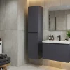 Colonne De Salle De Bains|Top Bath COLONNE salle de bain Armoire de rangement APOLLO LAQUE GRIS GRIS KIT