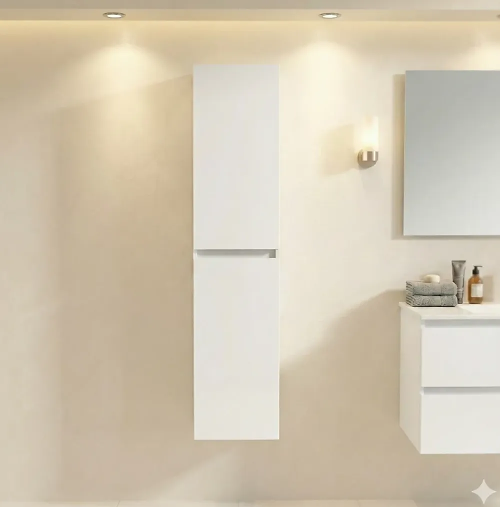 Colonne De Salle De Bains|Top Bath COLONNE salle de bain Armoire de rangement APOLLO LAQUE GRIS BLANC KIT