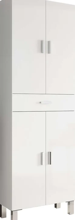 Colonne De Salle De Bains|Pegane Colonne salle de bain avec 4 Portes coloris blanc brillant - 182 x 60 x 29 cm