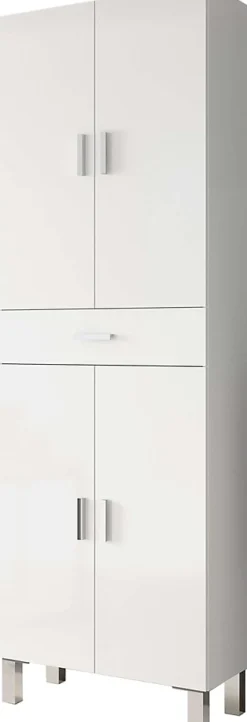 Colonne De Salle De Bains|Pegane Colonne salle de bain avec 4 Portes coloris blanc brillant - 182 x 60 x 29 cm