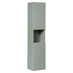 Meublorama Colonne salle de bain ELVINA 2 portes H140 cm Coloris vert sauge pastel Meuble suspendu