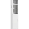 Homcom Colonne salle de bain H180 cm - 2 portes, 4 étagères réglables - effet bois blanc