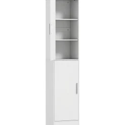 Homcom Colonne salle de bain H180 cm - 2 portes, 4 étagères réglables - effet bois blanc