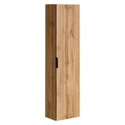 Colonne De Salle De Bains|Meublorama Colonne salle de bain suspendue NOXERA 1 porte Coloris chene wotan Hauteur 140 cm