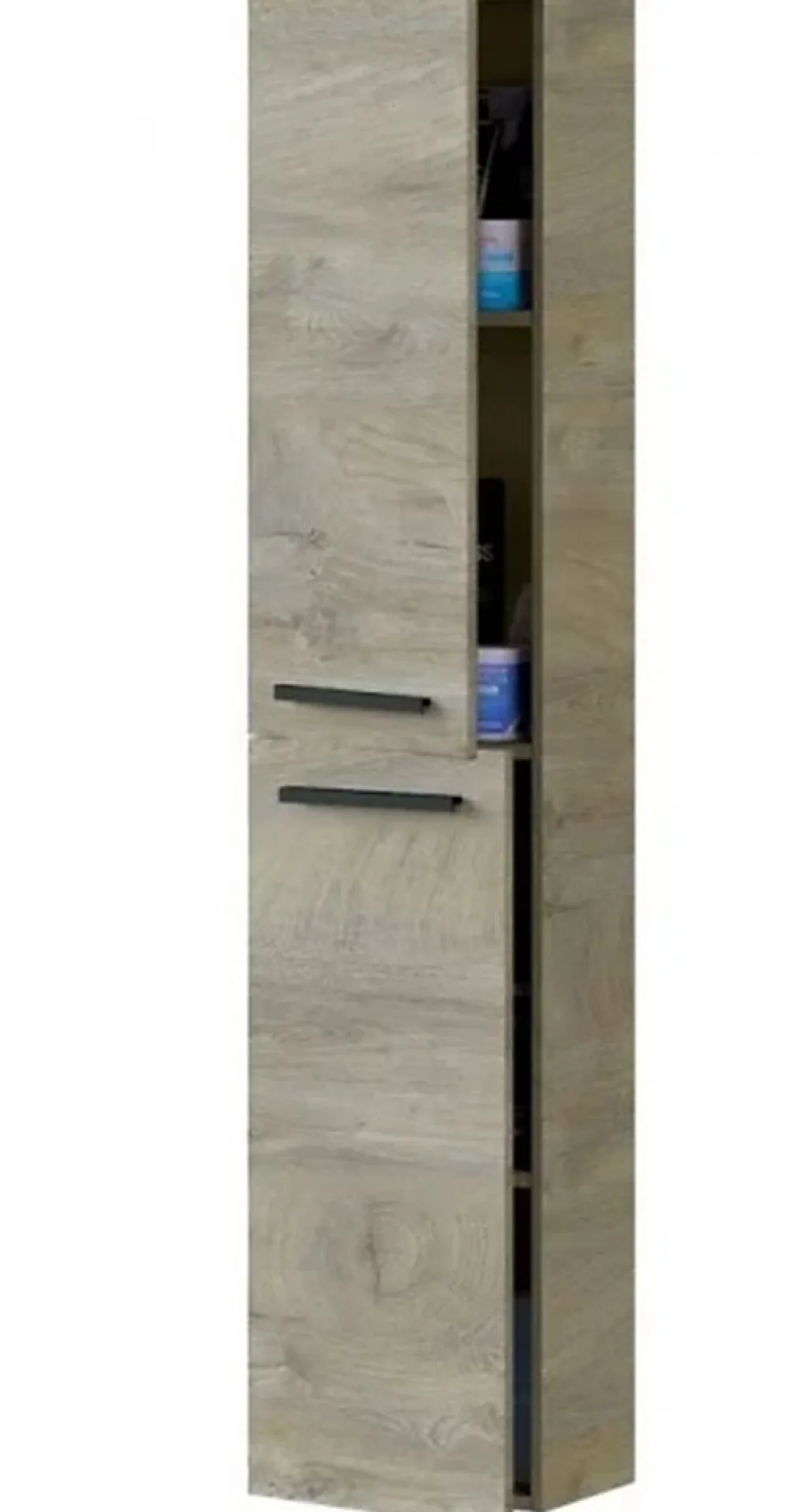 Pegane Colonne salle de bain Suspendue avec 2 Portes coloris Alaska chêne à nœuds - Hauteur 150 x Longueur 30 x Profondeur 25 cm