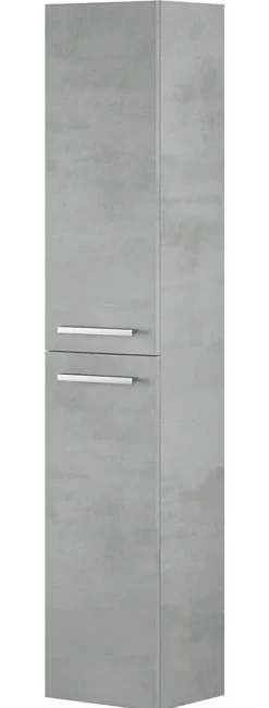 Colonne De Salle De Bains|Pegane Colonne Salle de bain suspendue avec 2 portes décor béton - 150 x 30 x 25 cm