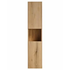 Meublorama Colonne salle de bain VANO 2 portes et 1 niche Chene L30 x P25 x H140 cm Meuble suspendu