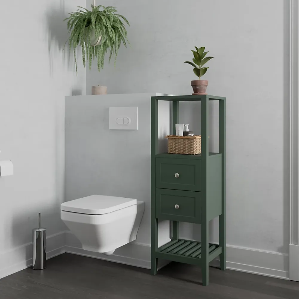 GoodHome Colonne salle de bains à poser l.40 x H.120 x P.36 cm vert, Perma