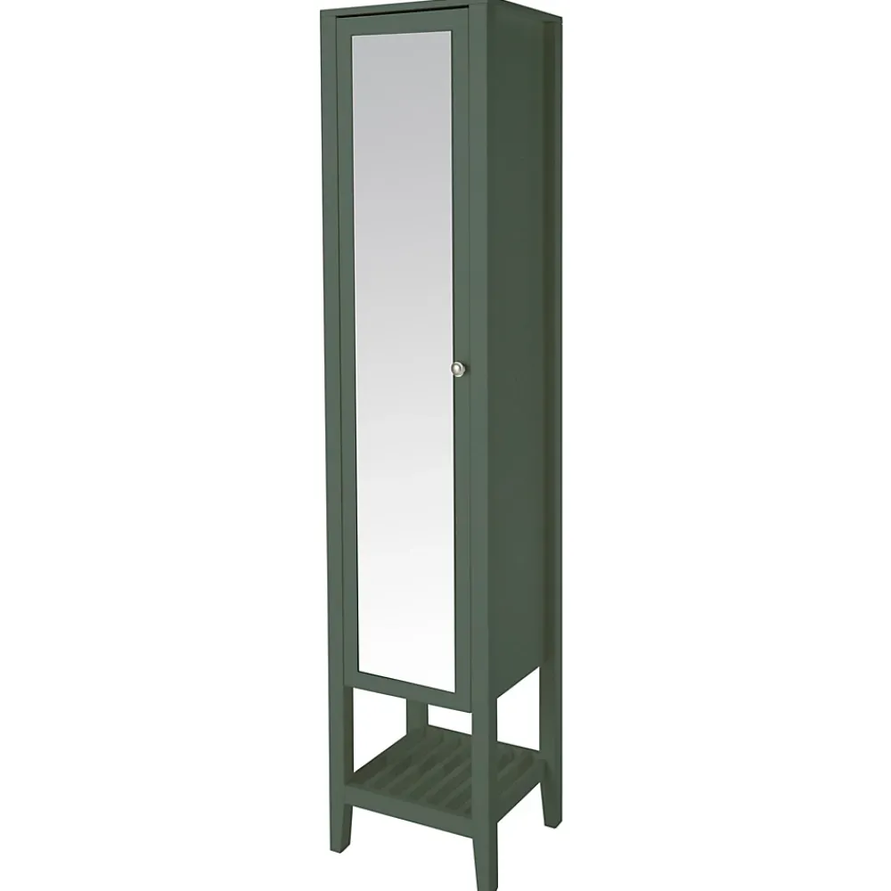 GoodHome Colonne salle de bains à poser avec miroir vert mat l.40 x H.185 x P.36 cm, Perma